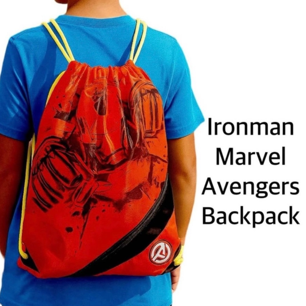 Marvel Avengers Iron Man Drawstring Backpack Red Yellow New with Tags